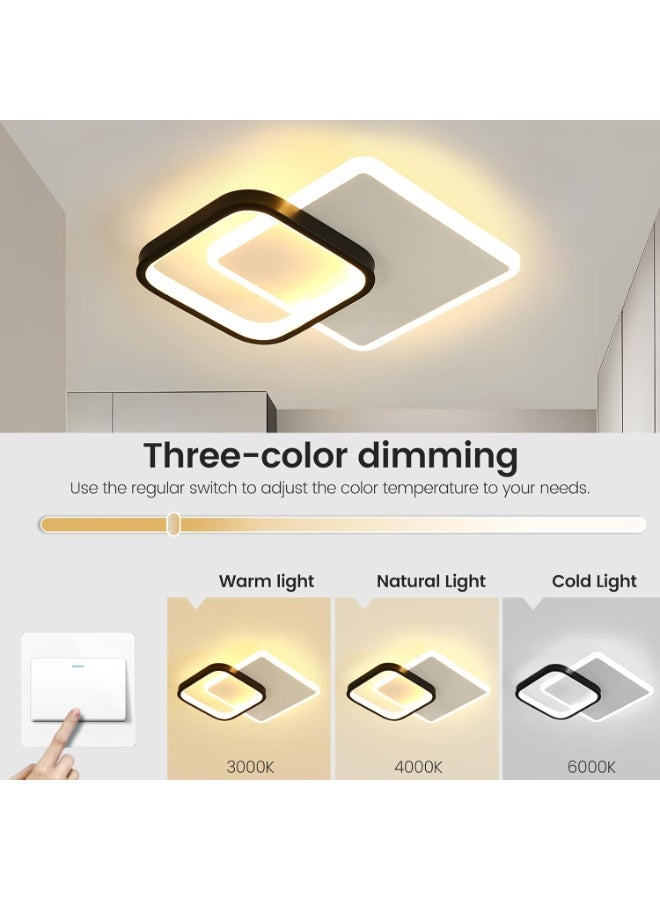 DUNISO Modern LED Ceiling Light, 24W LED Energy Saving Light with Adjustable Lighting, Three Color Temperature, Metal Square Design Ceiling Lighting for Hallway Entrance, Office, Bedroom, Kitchen - Image 3